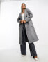 Glamorous longline relaxed coat in brushed grey marl