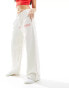 BOSS wide leg track pants in off white