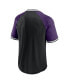 Фото #4 товара Men's Black, Purple Baltimore Ravens Second Wind Raglan V-Neck T-shirt