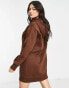 Фото #4 товара Threadbare Floyd hoodie mini dress in chocolate brown