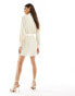 Фото #3 товара In The Style belted plisse shirt dress in cream