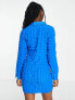 Фото #2 товара Daisy Street bubble fitted shirt dress in cobalt