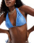 Фото #2 товара Brave Soul halter bikini top in denim blue