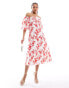 Nobody's Child Maxine bardot balloon sleeve midaxi dress in large red floral