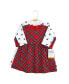 Baby Girls Cotton Dresses, Red Tartan
