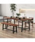 72 Inch Dining Table Rectangular Kitchen Table with 2-Bottle Wine Rack for 5-7 Walnut & Black - фото #3