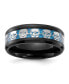 ფოტო #1 პროდუქტის Stainless Steel Black IP-plated Skulls Fiber Inlay Band Ring