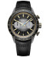 ფოტო #1 პროდუქტის Men's Swiss Automatic Chronograph Freelancer Black Leather Strap Watch 43.5mm