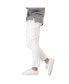 Men's Premium White Jeans Slim Straight Distressed Cargo Side Pockets