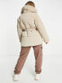 ASOS DESIGN velour look belted padded coat in mink