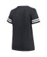 Women's Charcoal Distressed Tampa Bay Buccaneers Plus Size Logo Notch Neck Raglan Sleeve T-shirt