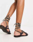 Фото #4 товара Free People leather wrap sandal in black and cream