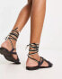 Free People leather wrap sandal in black and cream Черный, 38 - фото #2