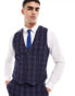 Фото #1 товара ASOS DESIGN super skinny suit waistcoat in navy tonal check