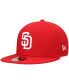 Фото #1 товара Men's Red San Diego Padres Logo White 59FIFTY Fitted Hat