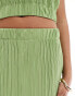 Vero Moda plisse split maxi skirt co-ord in mid green