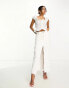 Фото #6 товара ASOS DESIGN broderie corset button front top with frill neck in white