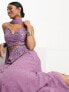 Фото #1 товара Maya Lehenga 3D sequin cami crop top in lilac co-ord