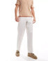 ASOS DESIGN smart wide leg linen blend trousers in off white