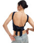 Фото #1 товара Stradivarius open back top with tie back in navy