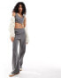 Noisy May wide leg jogger co-ord in charcoal grey