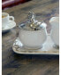 Stoneware Sugar and Creamer Set "Equestrian" with Tray and Solid Pewter Accents