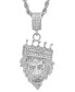 ფოტო #4 პროდუქტის Men's Stainless Steel Simulated Diamond Crowned Lion's Head 30" Pendant Necklace