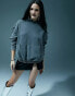 Murci oversized motif hoodie in washed grey