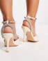 Public Desire Wide Fit Exclusive Front Row bow sandals in pearlescent pink