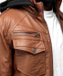 Фото #3 товара Men's Grainy Polyurethane Hooded Jacket with Faux Shearling Lining
