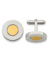 Stainless Steel Polished Yellow IP-plated Circle Cufflinks