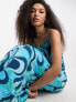 Vila cami maxi dress in blue swirl print