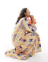 Never Fully Dressed contrast trim maxi dress in sunshine print