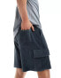 Фото #3 товара ASOS DESIGN oversized ribbed velour shorts in grey with cargo pockets