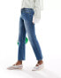 Фото #3 товара Bershka cropped flared jeans in dark wash blue