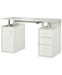 Фото #2 товара 47" Wooden Computer Writing Study Desk Table w/ Keyboard Tray & 3 Drawers, White