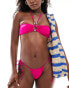 Free Society ring front bead halter bikini top in jazz pink