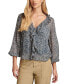 ფოტო #1 პროდუქტის Women's Ruffled Button-Front Long-Sleeve Top