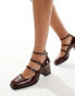 Bershka buckle detail heeled mary janes in brown