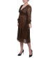 ფოტო #2 პროდუქტის Petite Long Sleeve Plisse Mesh Dress