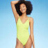 Фото #1 товара Women's Tunneled Plunge One Piece Swimsuit - Shade & Shore Yellow M
