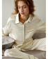 Women's Contrast Piping Button-Up Full Length Pajama Set for Women