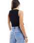 New Look drape ruffle vest top in black