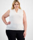 ფოტო #2 პროდუქტის Plus Size Pleated-Neck Top