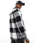 Фото #2 товара Jack & Jones oversized buffalo check overshirt in white & black