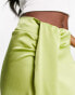 Фото #2 товара Vila drape front satin midi skirt in green