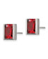 ფოტო #2 პროდუქტის Stainless Steel Polished Red CZ Rectangle Earrings