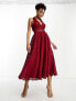 ASOS DESIGN lace collar midi dress with open back detail in wine