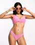 Фото #3 товара Ivory Rose Fuller Bust crinkle v front bikini bottom in bright pink