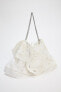 EMBROIDERED MINI BUCKET BAG WITH LACE DETAIL